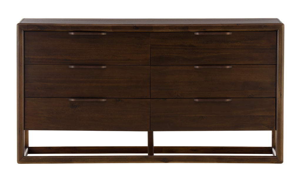 mid century modern groove wood 6 drawer dresser saracina home Sol 6-Drawer Dresser