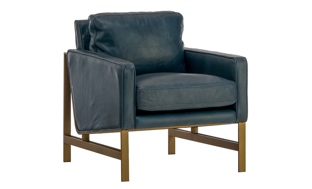 Chazzie Blue Leather Club Chair Schneiderman's Furniture