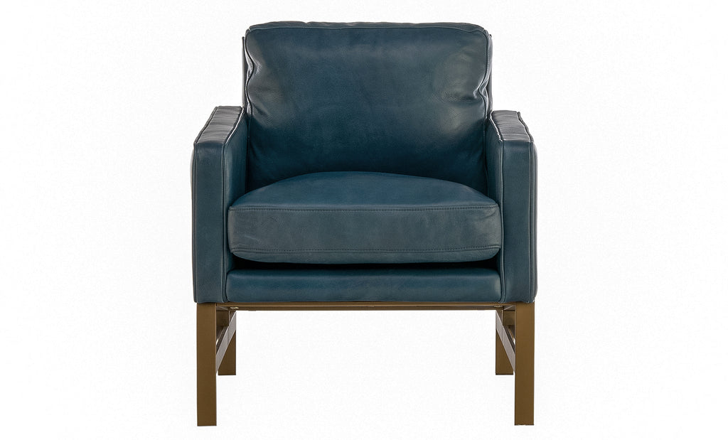 Chazzie Blue Leather Club Chair Schneiderman's Furniture