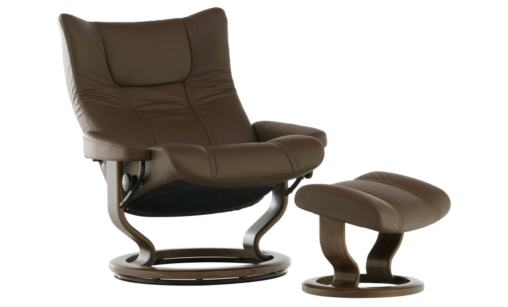 Stressless Wing Chesnut Chair and Ottoman Large Schneiderman s