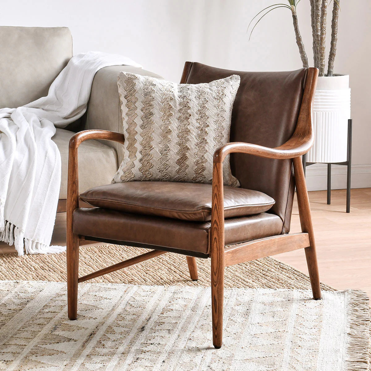 Kiannah Brown Leather Club Chair | Schneiderman's Furniture