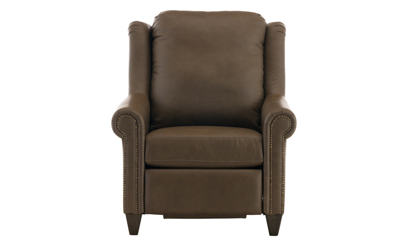 Brown leather recliner chair on a white background