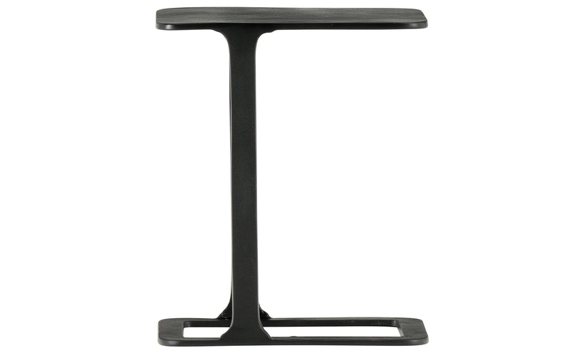 Metal accent table on a white background.