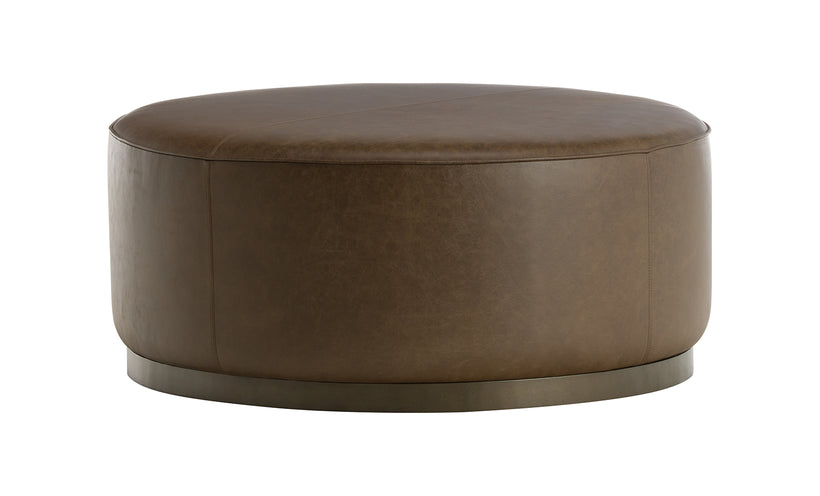 Clair Round Leather Ottoman