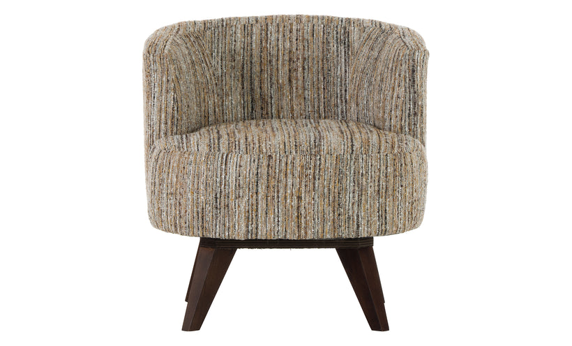 Textured armchair with wooden legs on a white background