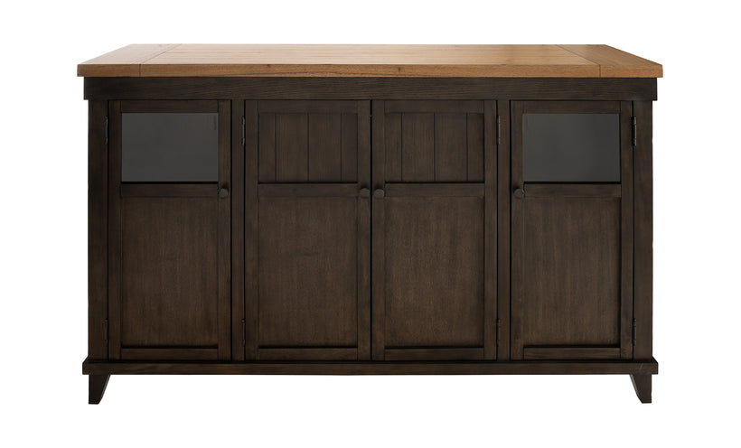 Wooden cabinet with a wooden top on a white background