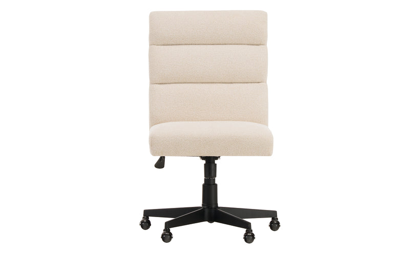 Beige office chair with black base on a white background