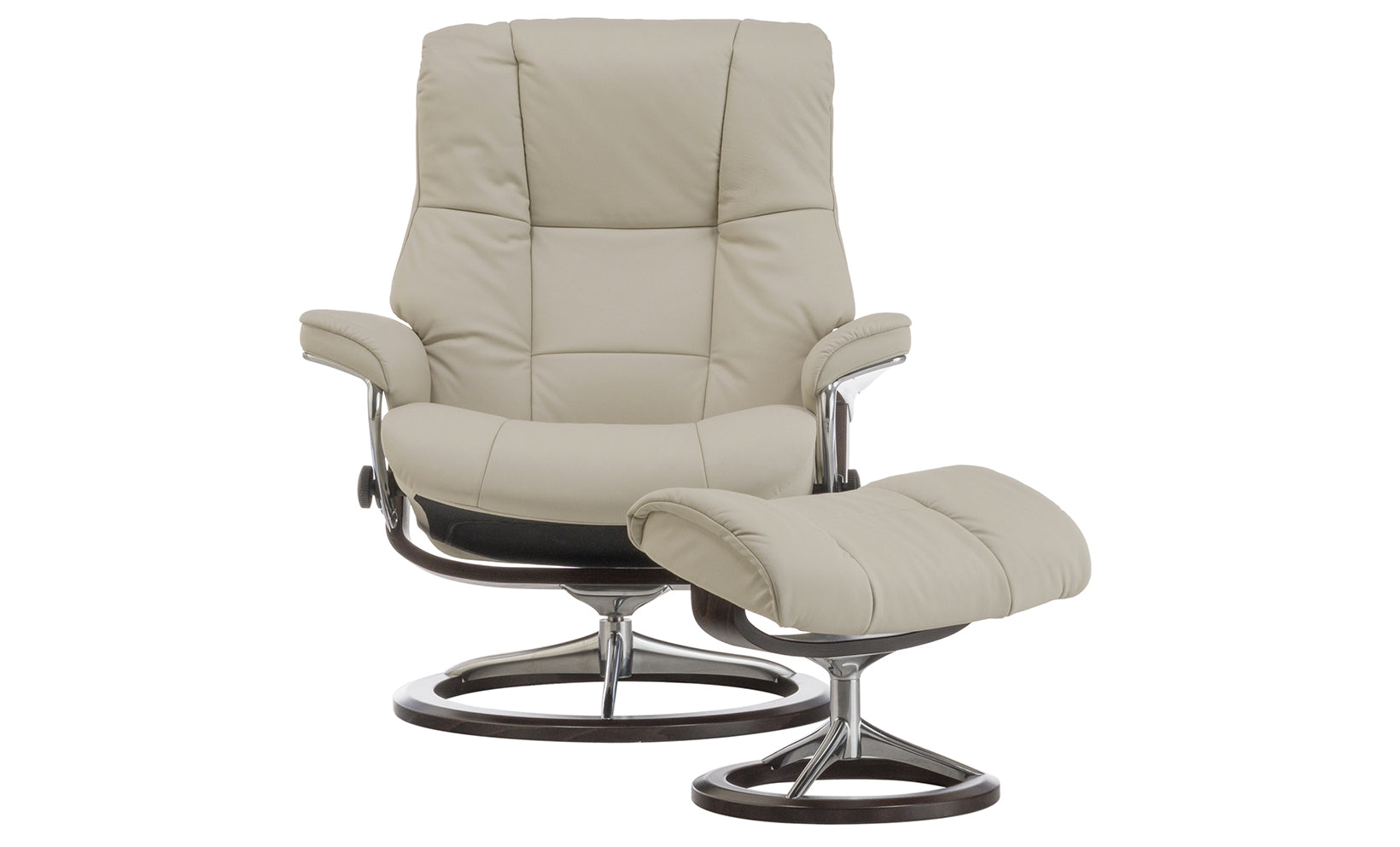 Stressless Mayfair Light Grey Chair and Ottoman (Large