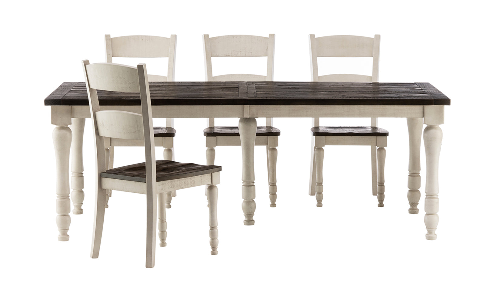 Madison County Vintage White Extension Leg Table and 4 Side Chairs